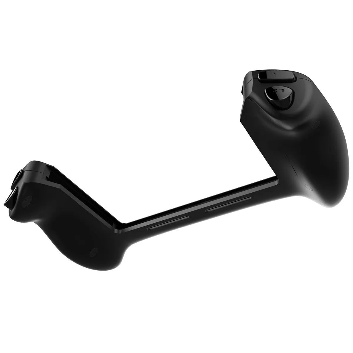 Black Nintendo Switch gamepad with ergonomic curved grips and textured analogue sticks