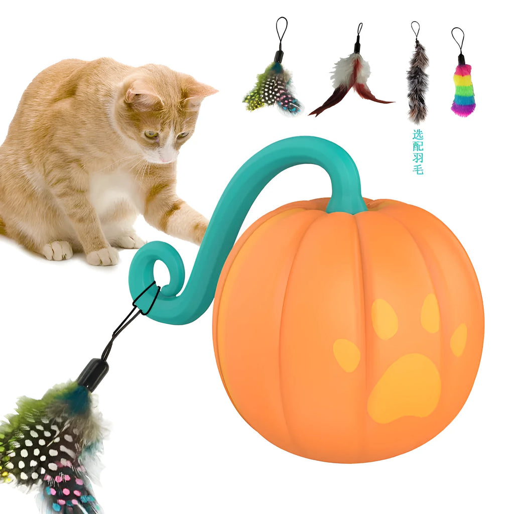 Automatic luminous electric cat teaser ball in watermelon or pumpkin design pattern
