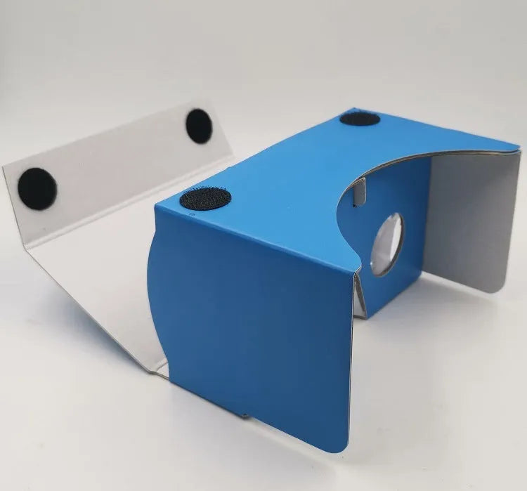 Cardboard VR glasses for smartphones with 3D lenses, showing pink colour option