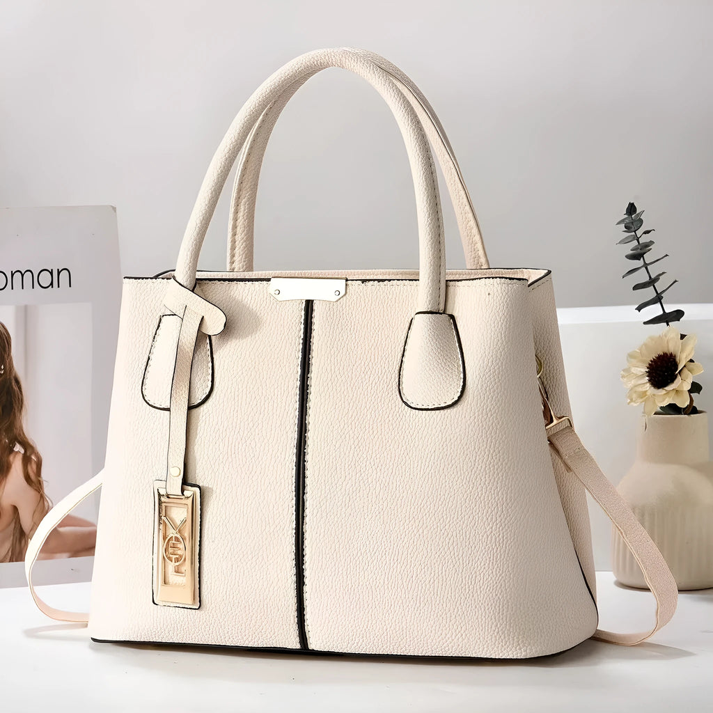 Soft PU women's tote bag in a horizontal square shape with a single leather shoulder strap, shown in a plaid pattern.