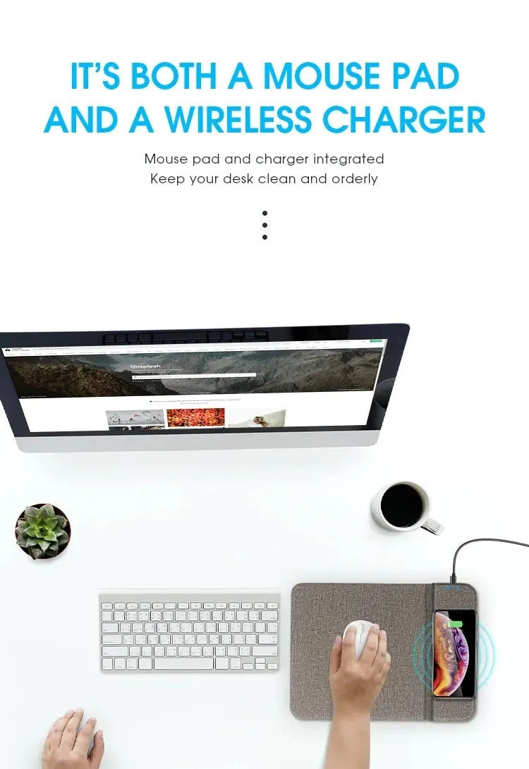 Foldable cloth phone holder open showing Qi wireless charging pad for smartphones.