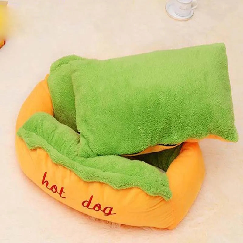 Raised-side coffee coloured dog bed with removable flannelette mat and anti-slip base
