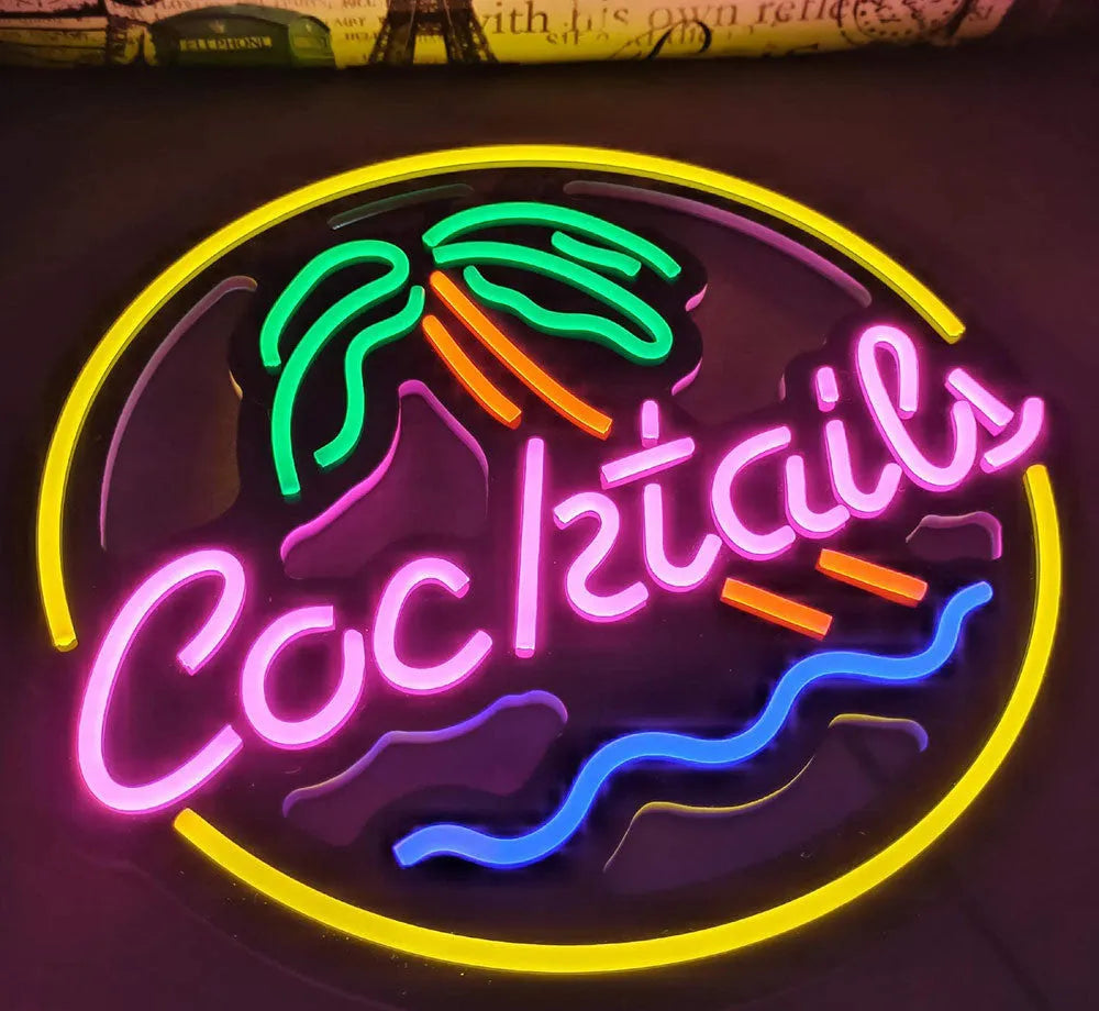 LED coffee neon billboard sign with mixed colours for commercial interior decoration