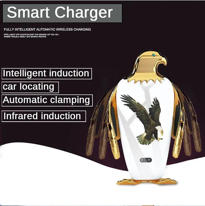 Eagle style car phone holder with wireless charging on a suction cup mount