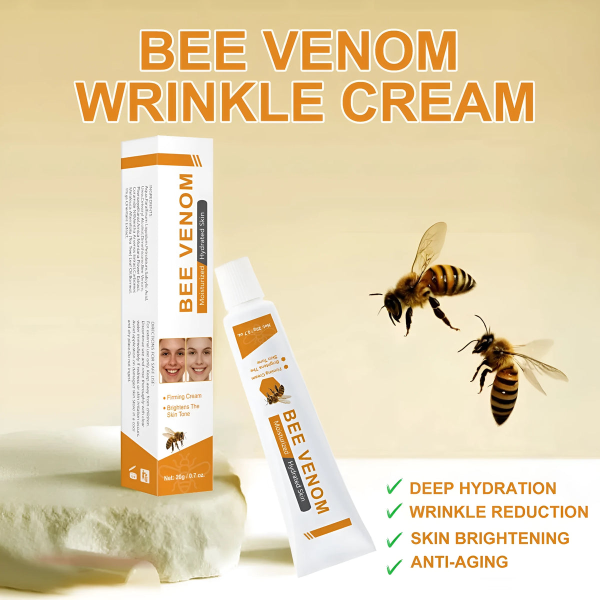 BEE facial and neck cream 20g jar with honey-based moisturising formula