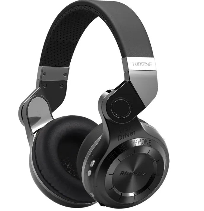 Blue String T2 black and white over-ear Bluetooth headset with folding design and detachable cable
