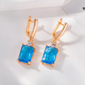 Copper geometric square earrings with electroplated gold or silver finish, quadrilateral design
