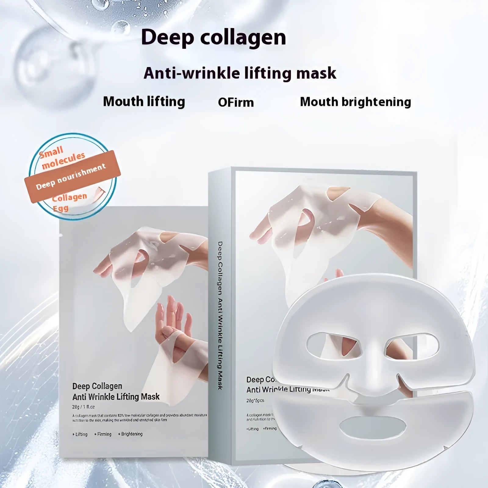 Collagen anti-wrinkle moisturising sheet facial mask with 28ml serum content