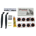 Bicycle saddle cushion with PU leather surface and silicone padding shown with included wrench and waterproof cover