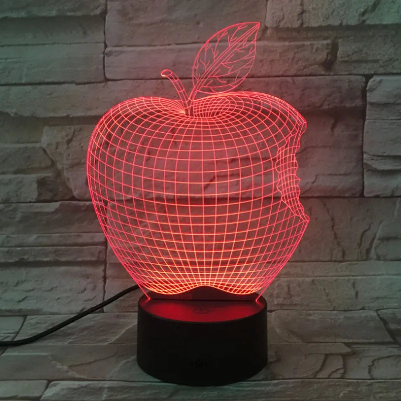 3D fruit colourful night light with acrylic shade and touch control in seven colours