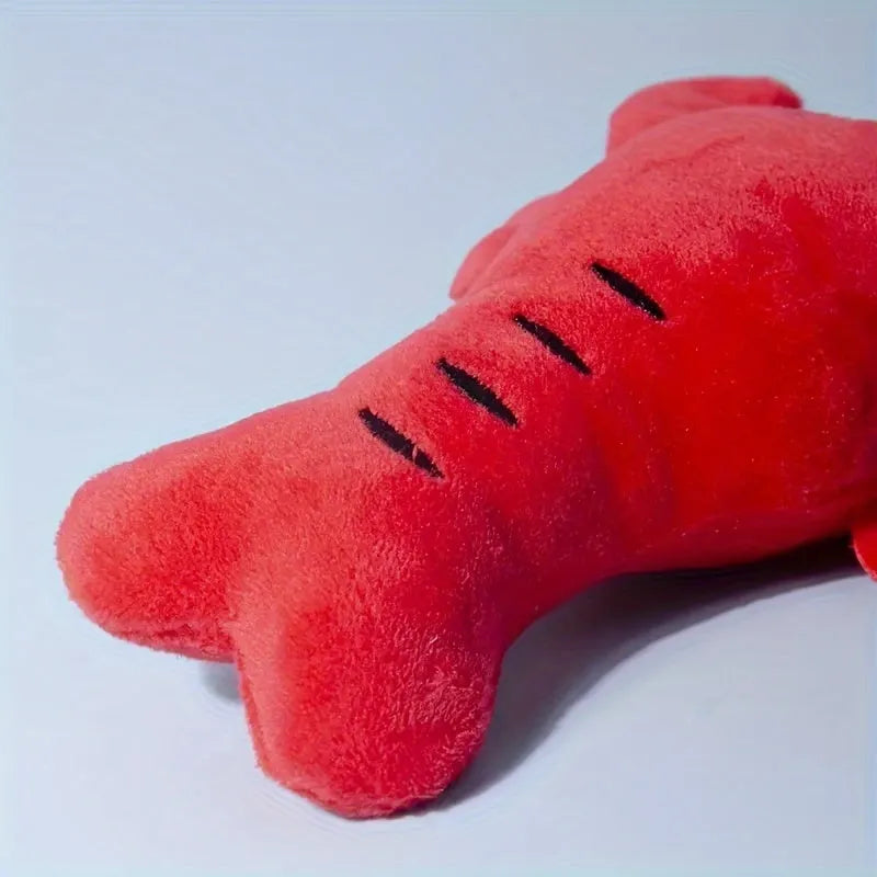 Red lobster stuffed dog toy with crab design for small medium dogs
