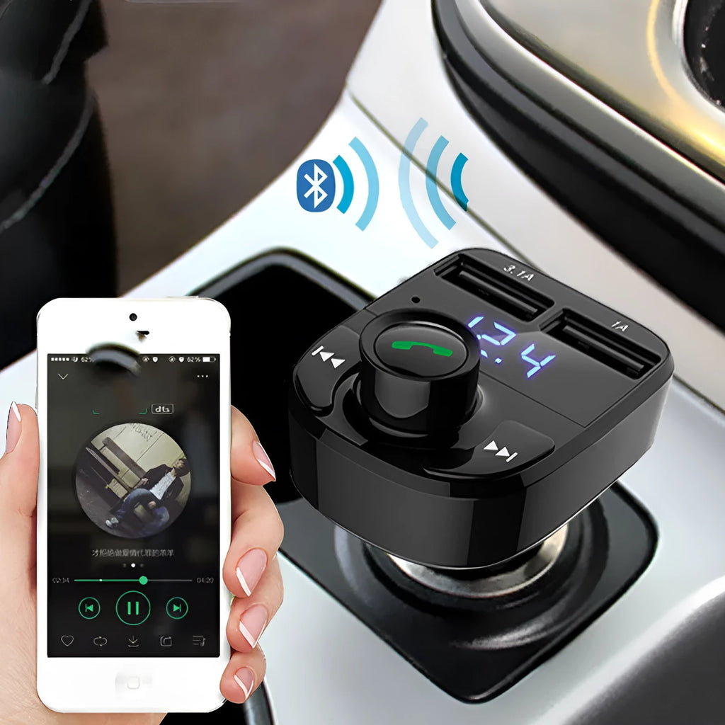 HY82 car MP3 player with Bluetooth and USB charging ports for cigarette lighter installation