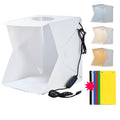 40cm folding studio light box with adjustable LED ring light and six coloured background cloths for photography