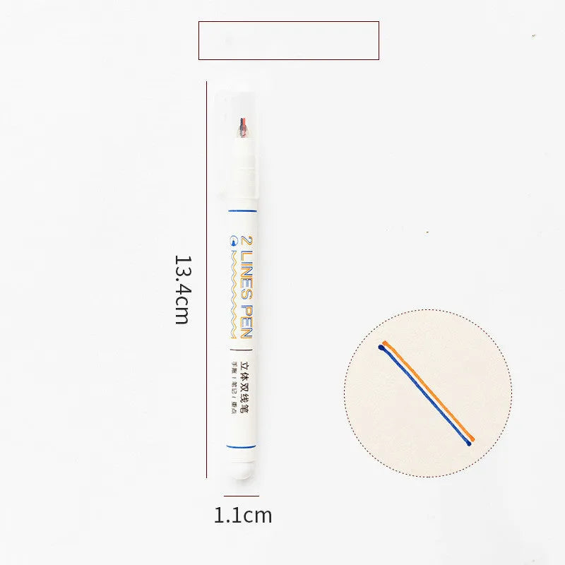 Two-colour highlighter pen with 0.5mm tips in a 13.4cm plastic body for student use