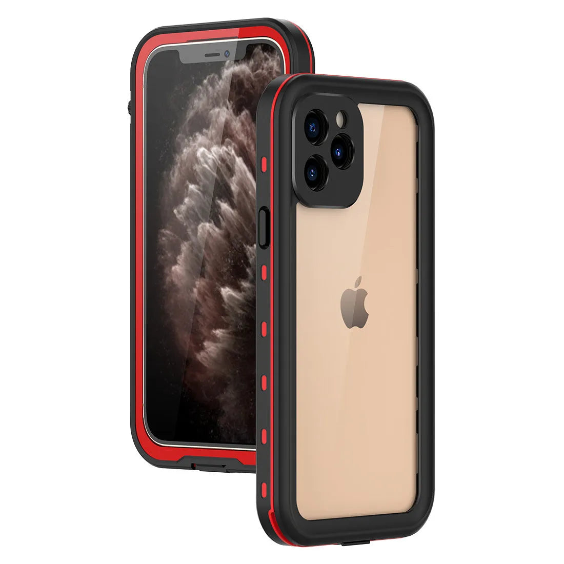 FREDPEPPER IP68 waterproof shockproof case for iPhone in black, blue, and red colours