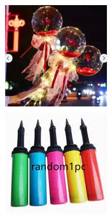 LED illuminated balloon rose bouquet with transparent bobo ball decoration
