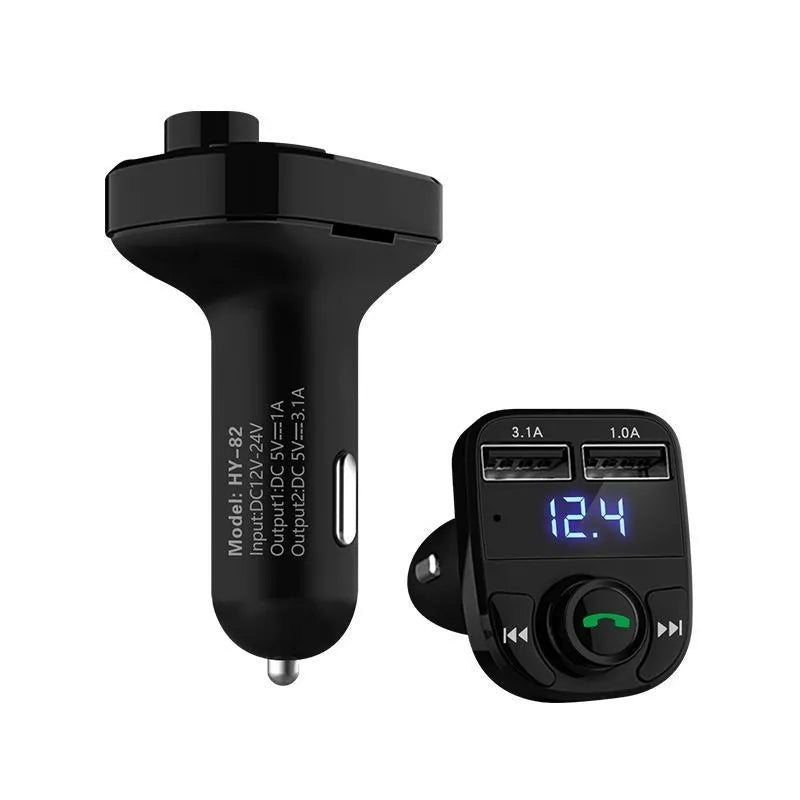 HY82 car MP3 player with Bluetooth and USB charging ports for cigarette lighter installation