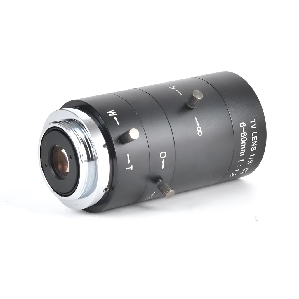 Black manual 6-60mm F1.6 CS mount CCTV lens for 1/3 inch cameras