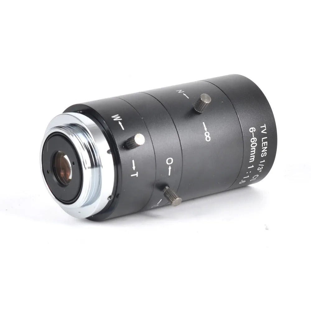 Black manual 6-60mm F1.6 CS mount CCTV lens for 1/3 inch cameras