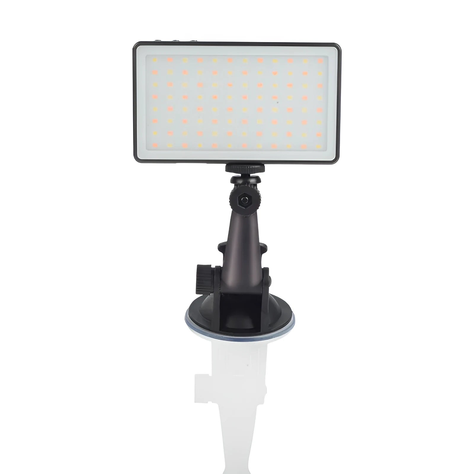 Black aluminium LED conference light with 96 LEDs, showing a Type-C port and a 1/4 inch mount thread on the back.