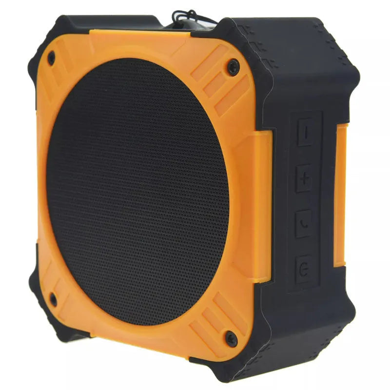Black or blue waterproof portable Bluetooth speaker with compact cube design and wrist strap