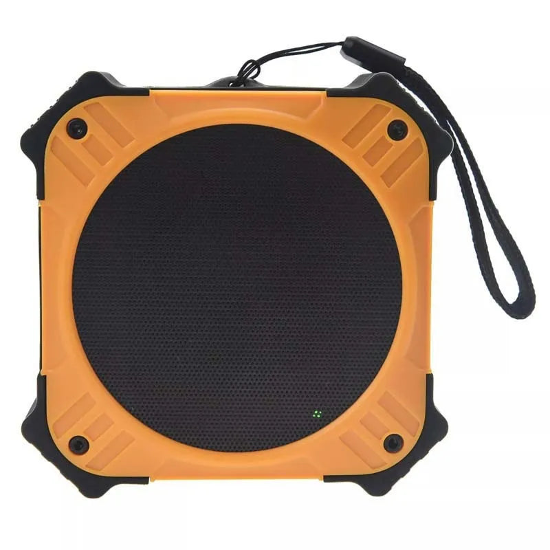 Black or blue waterproof portable Bluetooth speaker with compact cube design and wrist strap