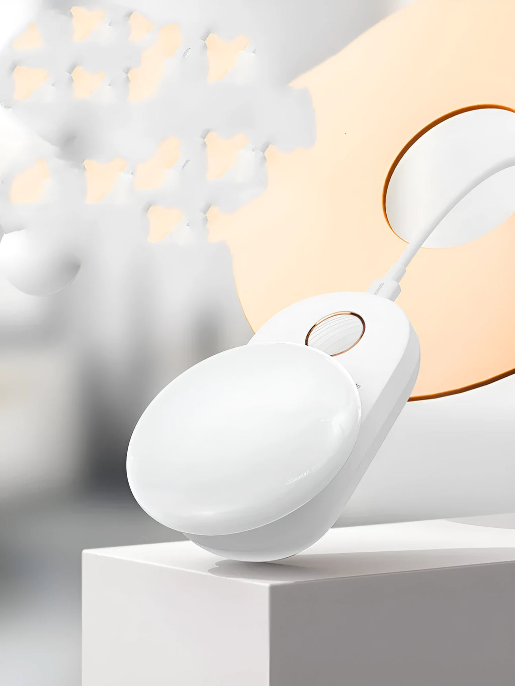White Baseus rechargeable motion sensor LED night light for bedside or hallway use
