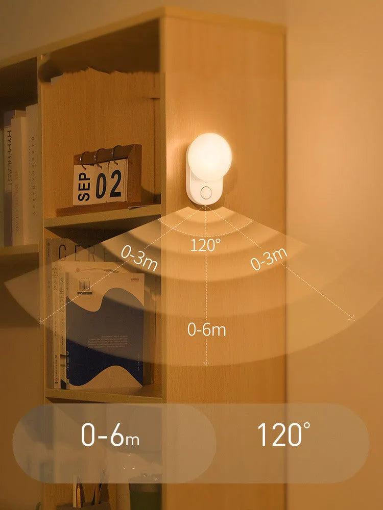 White Baseus rechargeable motion sensor LED night light for bedside or hallway use