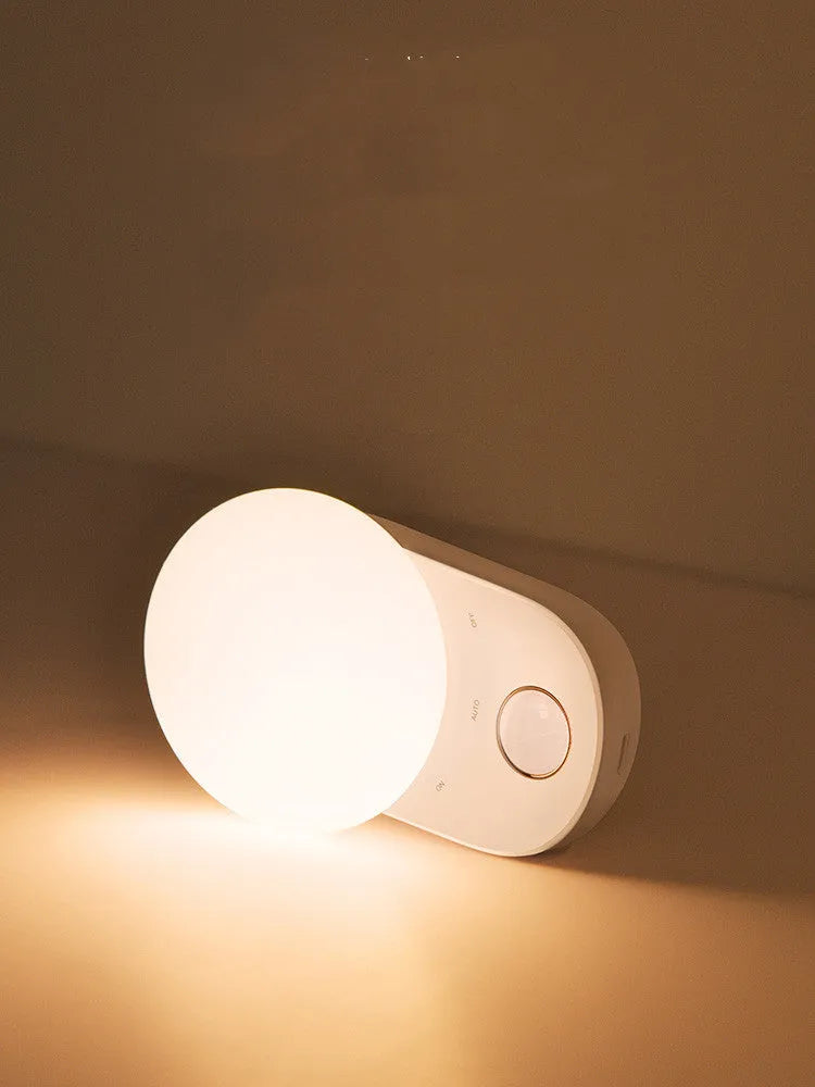 White Baseus rechargeable motion sensor LED night light for bedside or hallway use