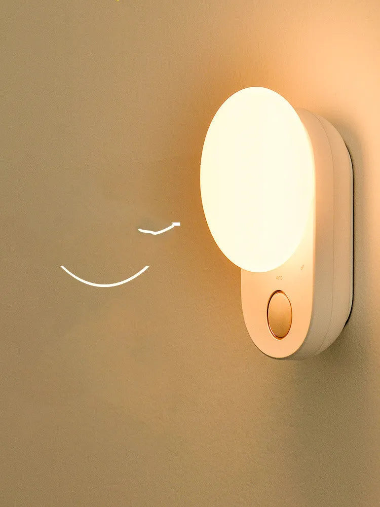 White Baseus rechargeable motion sensor LED night light for bedside or hallway use