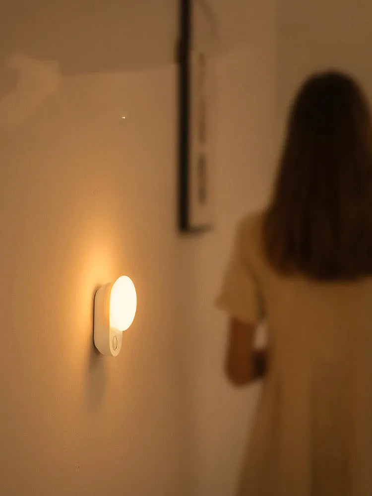 White Baseus rechargeable motion sensor LED night light for bedside or hallway use