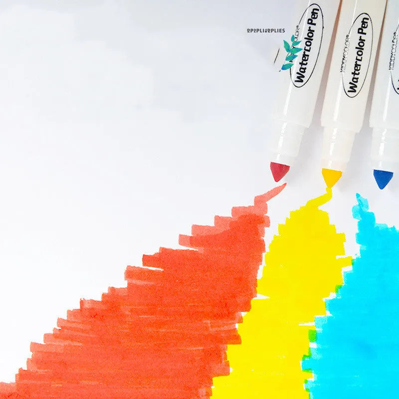 Set of children's washable watercolour pens with plastic barrels in 36 or 48 colour options.