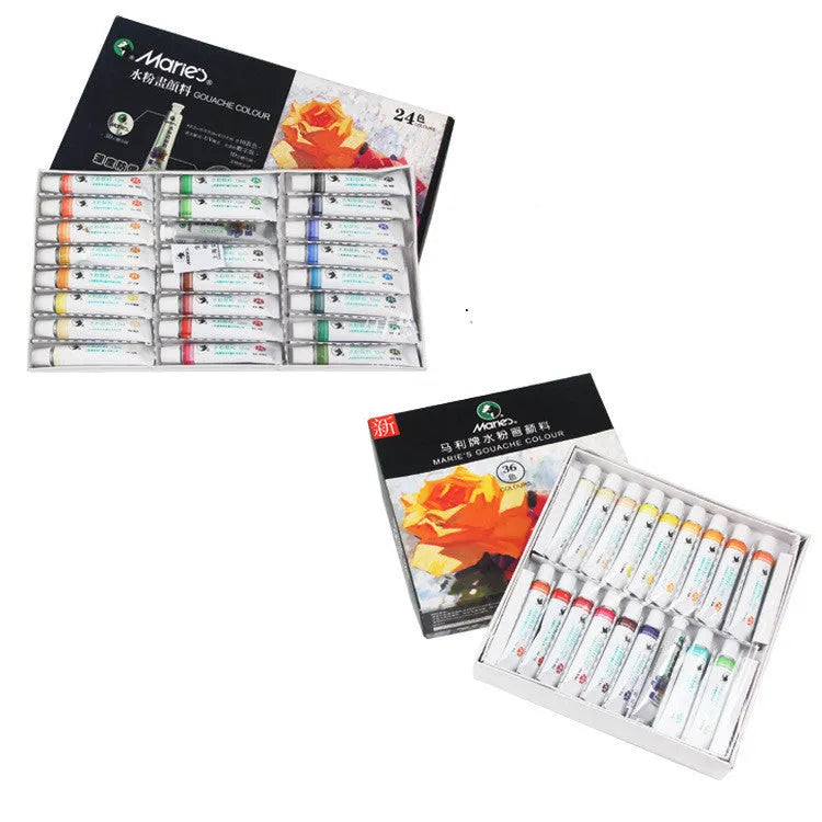 Marley gouache paint set box with tubes in 12, 18, 24, or 36 colour options