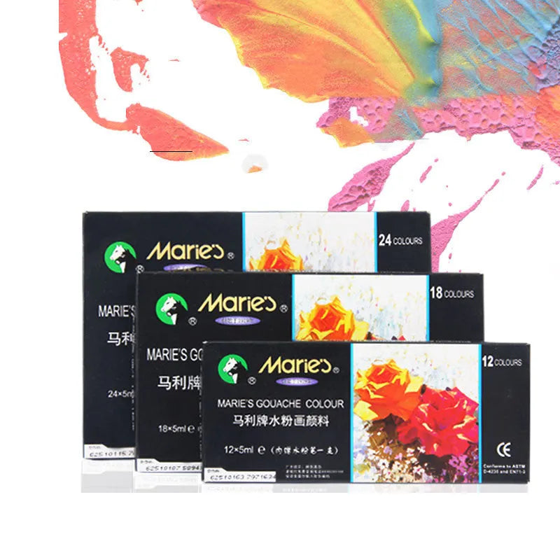Marley gouache paint set box with tubes in 12, 18, 24, or 36 colour options