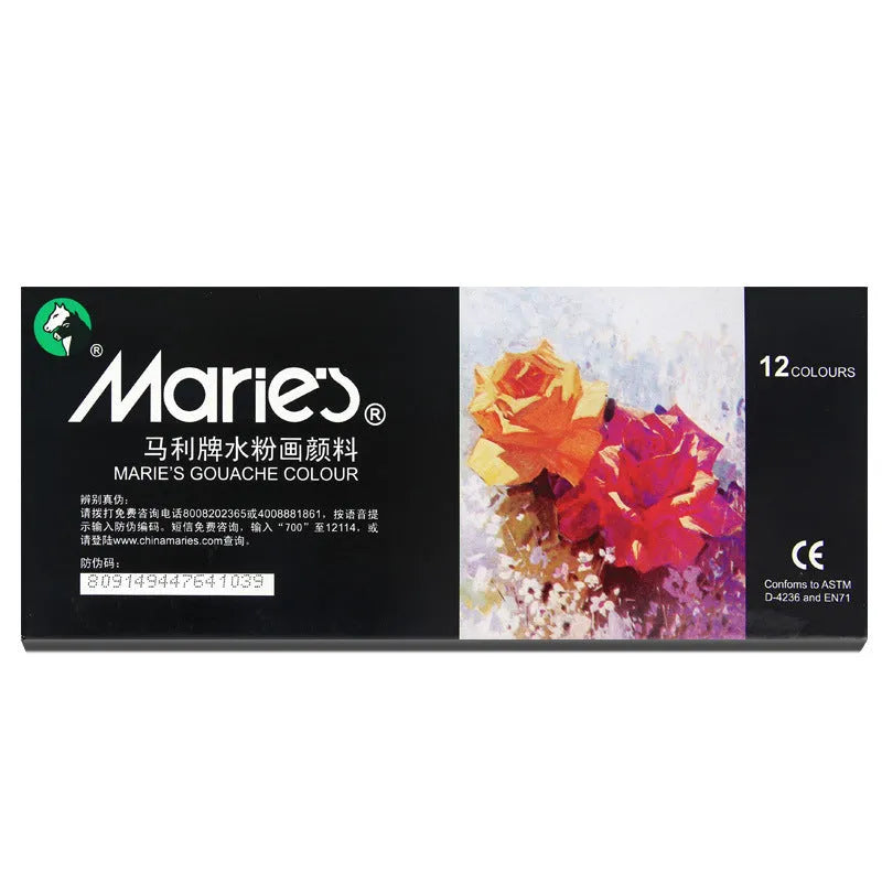 Marley gouache paint set box with tubes in 12, 18, 24, or 36 colour options