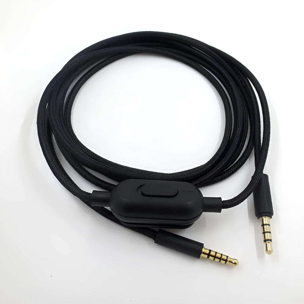 Black universal audio cable for game headsets with bare copper wire core construction