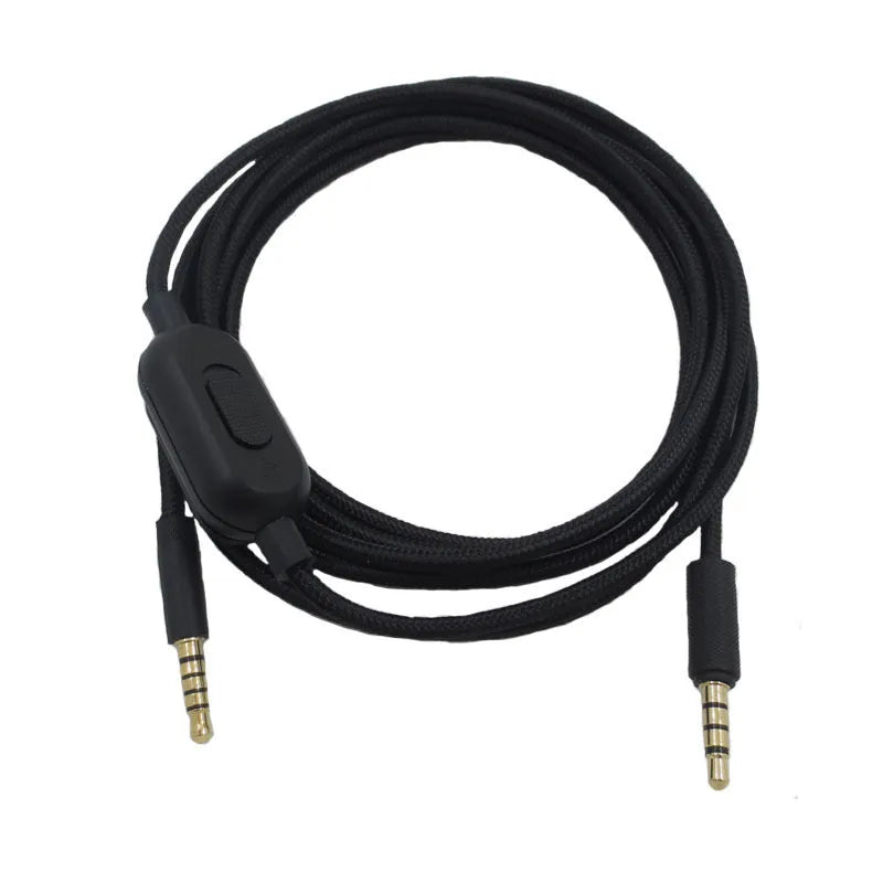 Black universal audio cable for game headsets with bare copper wire core construction