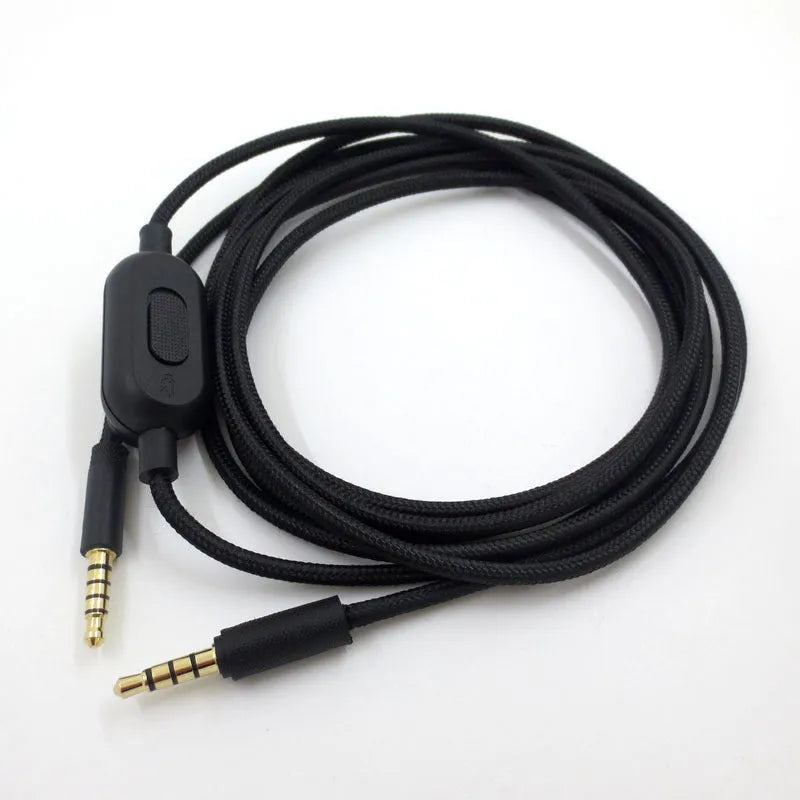 Black universal audio cable for game headsets with bare copper wire core construction