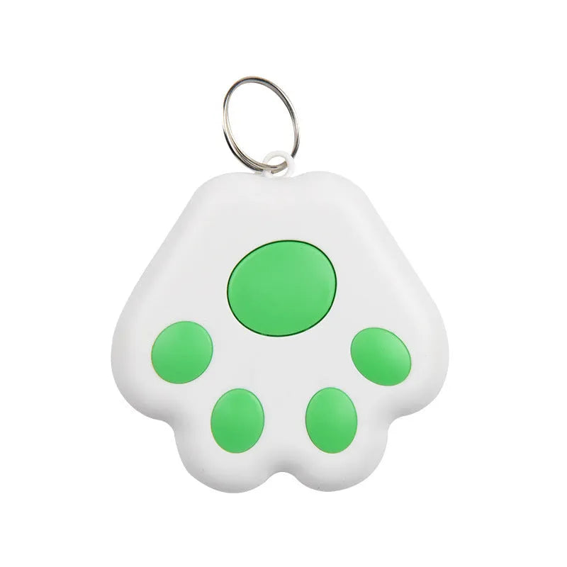 Small coloured Bluetooth tracker device with attachment loop for pet collars and key rings