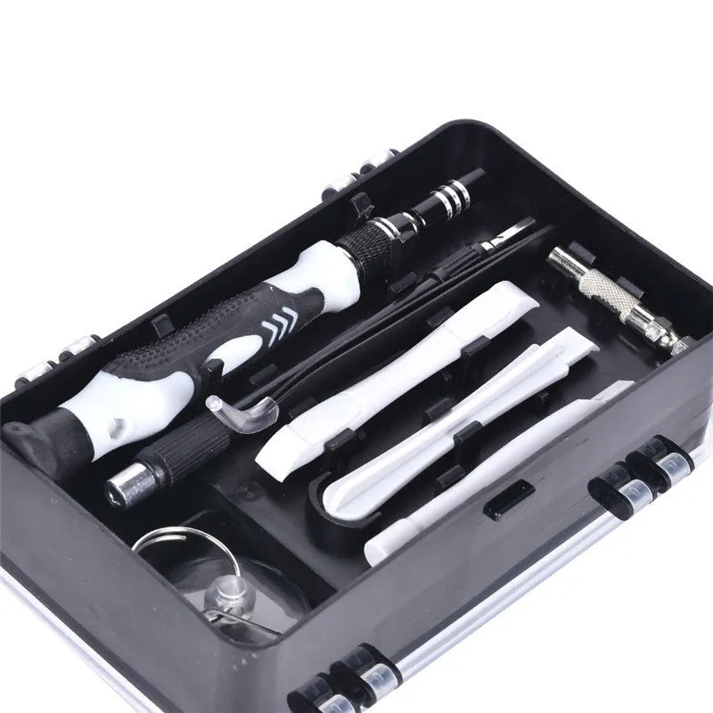 117-in-1 precision screwdriver set with magnetic bits in a case for electronics repair