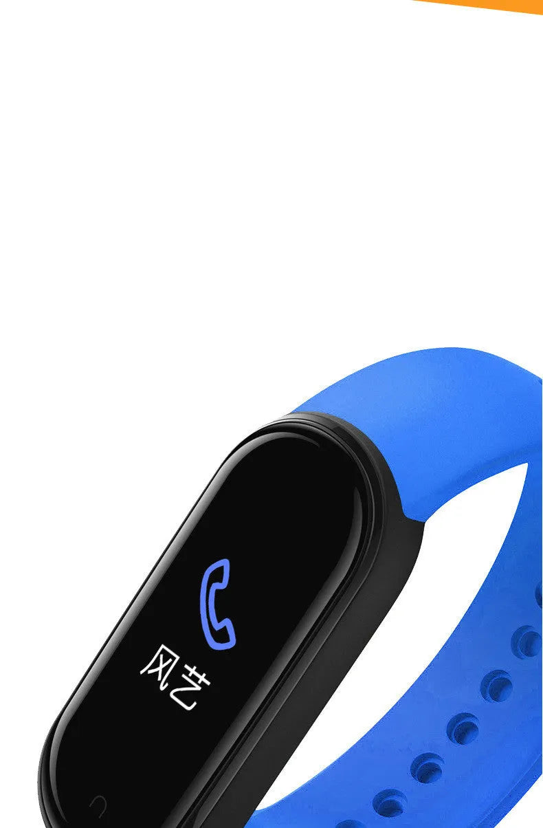 M5 smart fitness bracelet with heart rate and blood pressure monitoring on wrist