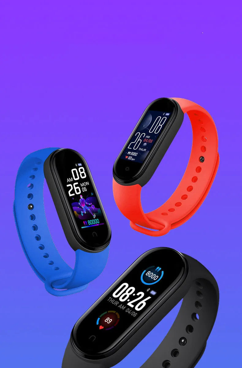 M5 smart fitness bracelet with heart rate and blood pressure monitoring on wrist