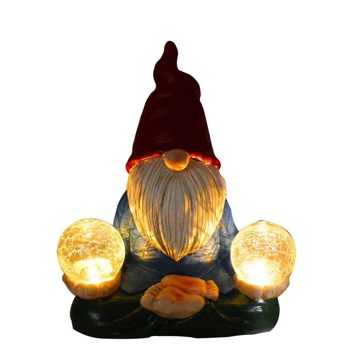 Solar LED resin dwarf doll garden statue with faceless old man design