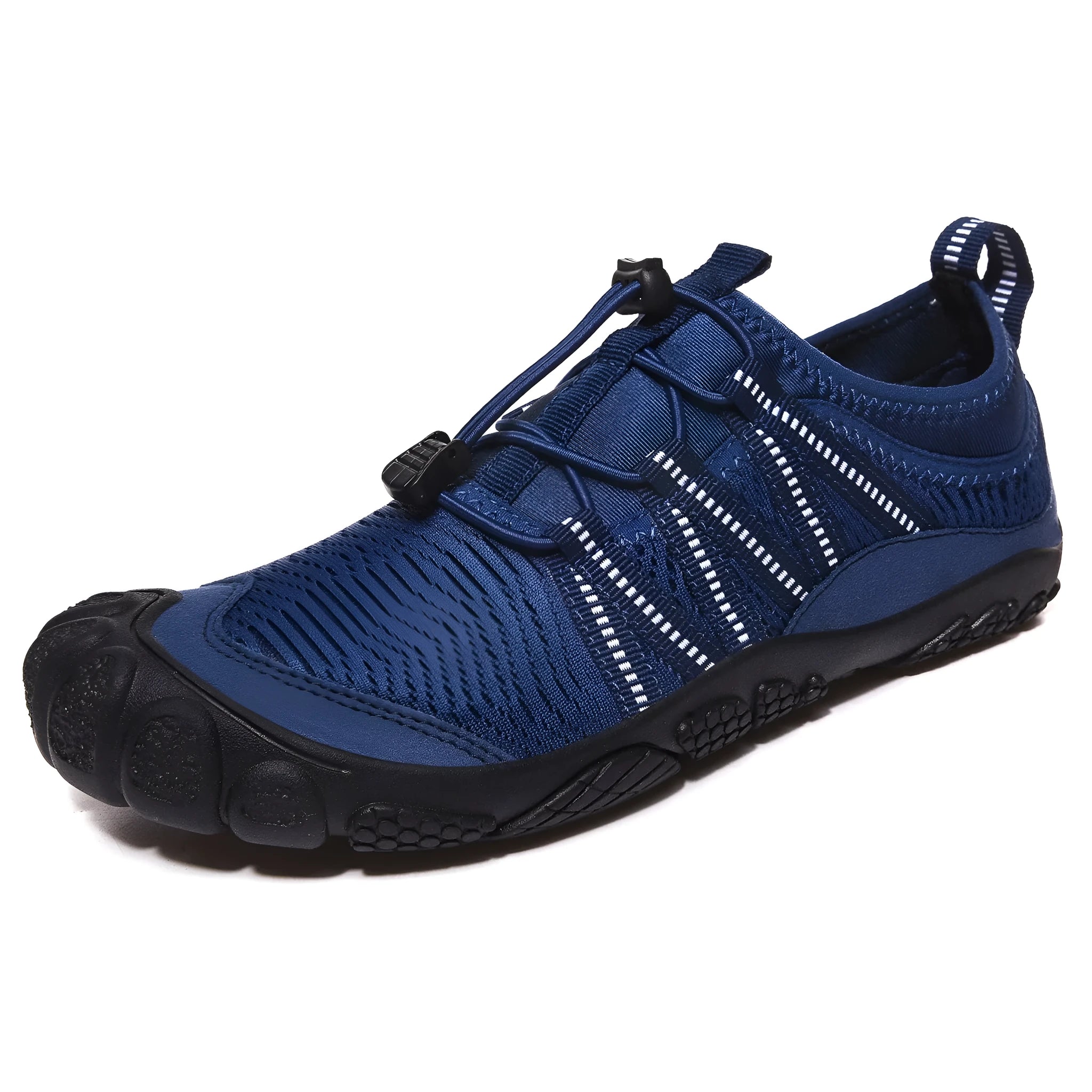 Unisex outdoor river tracing shoes with mesh upper and rubber sole in black, grey, blue, or purple.