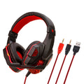Wired gaming headset with light-up feature, braided cable, and tanned leather earmuffs for PS4 and PC computers