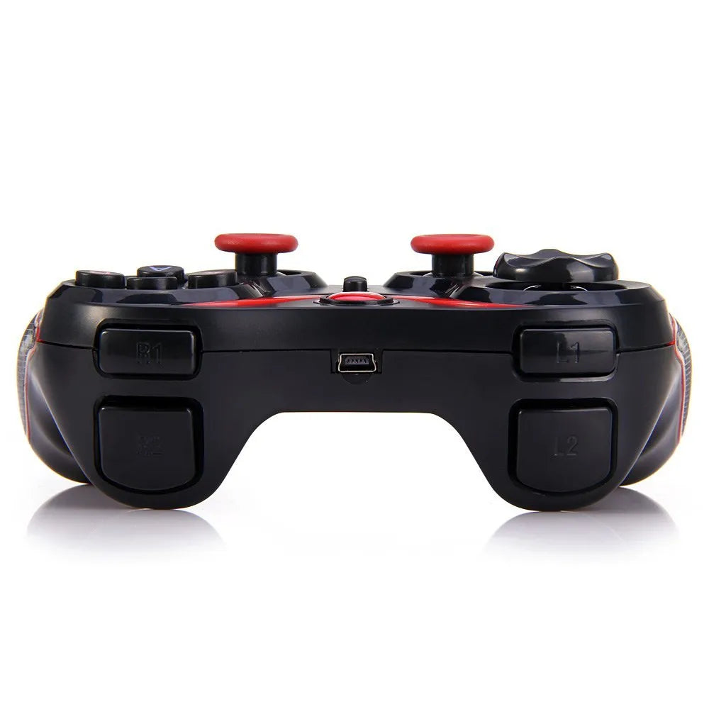 Black wireless Bluetooth gamepad for mobile phones with ABS plastic body