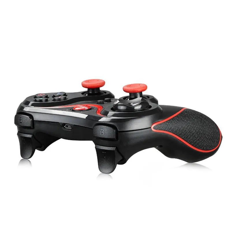 Black wireless Bluetooth gamepad for mobile phones with ABS plastic body