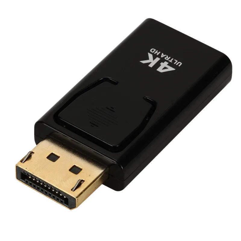Black DP to HDMI adapter cable with conversion head for 4K video support