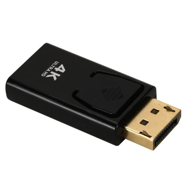 Black DP to HDMI adapter cable with conversion head for 4K video support