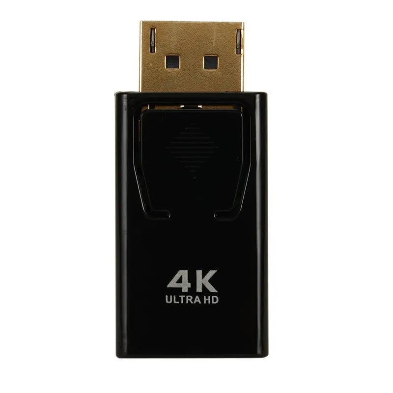 Black DP to HDMI adapter cable with conversion head for 4K video support